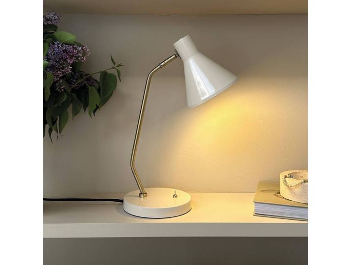 Dyberg Larsen Designer Tischlampe Sleep, weiß / opal, für Wohn- / Esszimmer, Metall, Design