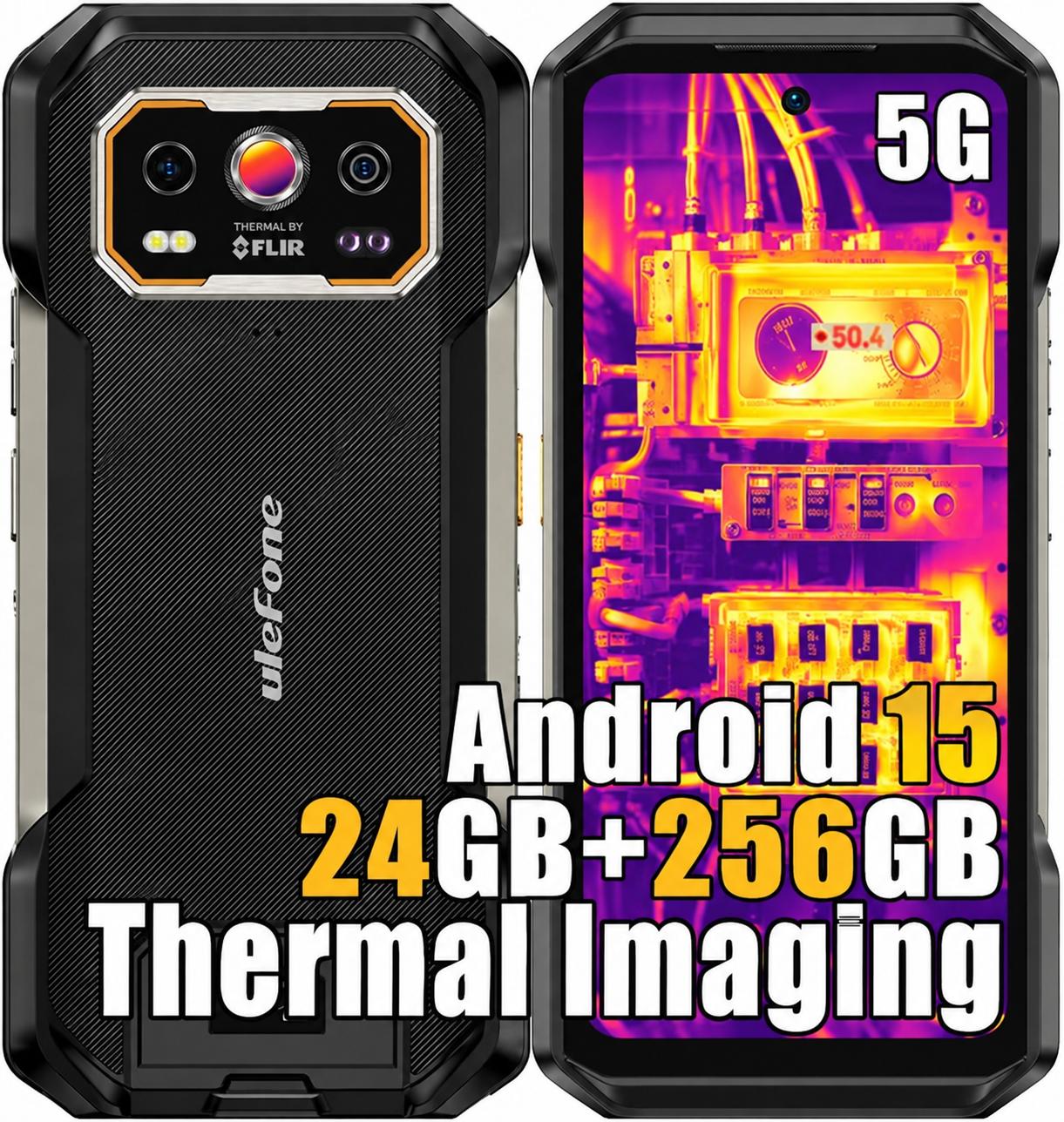 Ulefone Armor 27T Pro+ Outdoor Smartphone 5G mit Wärmebildkamera - 24GB+256GB - 6.78" 120Hz 10600mAh 64MP+50MP Android 15 Outdoor Handy GPS/NFC/OTG