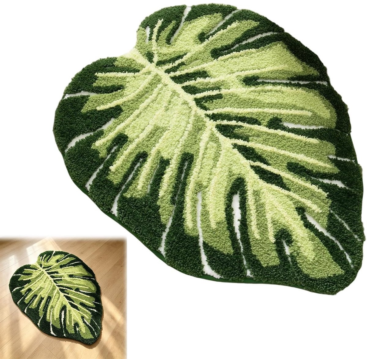 Omgoods Kleurrijke Antislip Badmat Monstera 60 x 90 cm