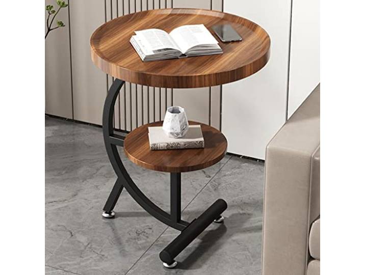 XDgfjrCGKJ 2-stufiger runder Beistelltisch mit Stauraum(/Walnut,40cm)