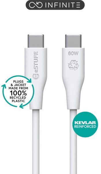 Estuff Infinite Usb-C Til Usb-C Kabel 1 M, Hvid