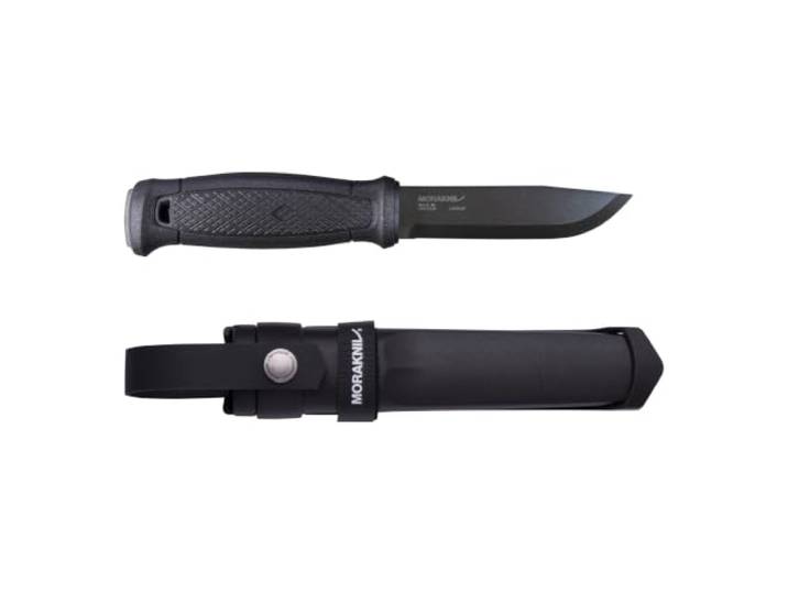Morakniv Garberg Black Carbon Kohlenstoffstahl Multi-Mount M-13147 Full-Tang Bushcraft-Messer aus C100S Kohlenstoffstahl mit DLC-Beschichtung, Scandi-Schliff und MOLLE Multi-Mount