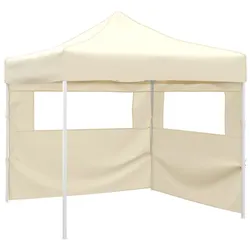 vidaXL Faltzelt mit 2 Wänden 291x291x315 cm Cremeweiß
