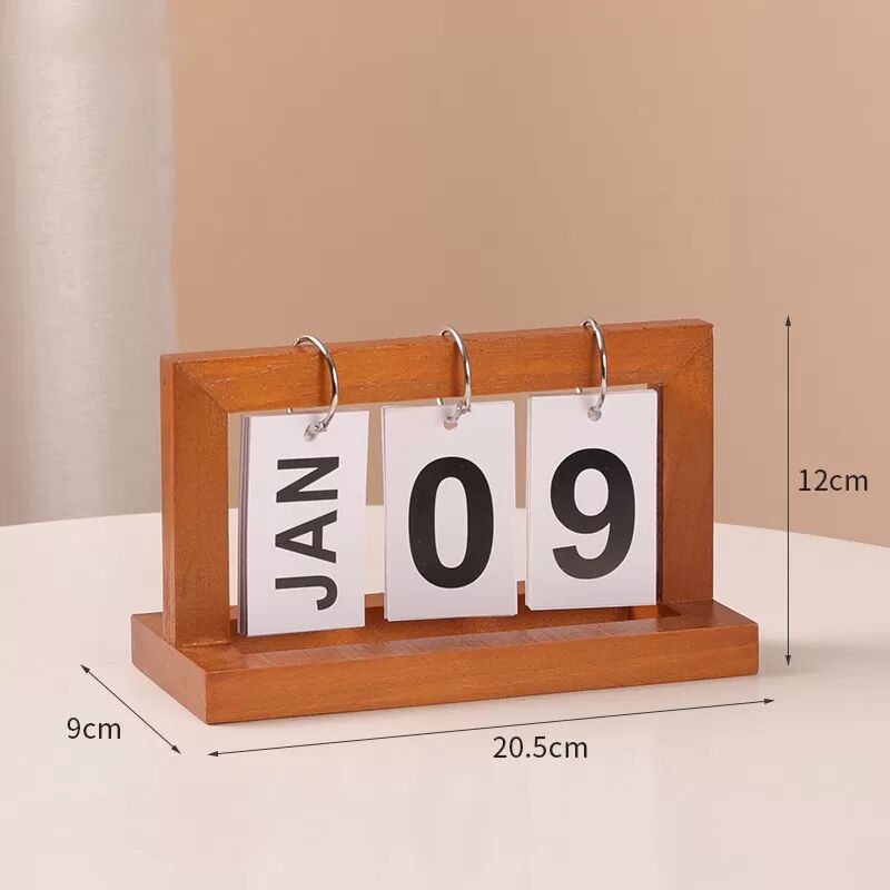 INF Minimalistischer Ewiger Kalender aus Holz Braun