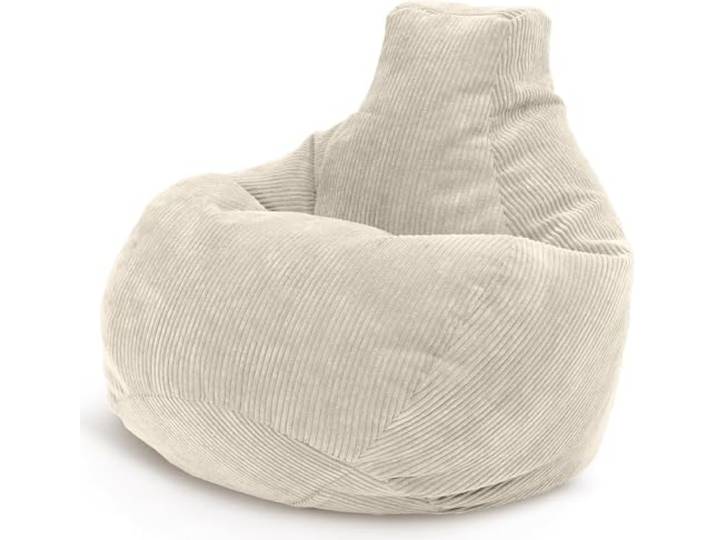 Green Bean® Sitzsack mit Rückenlehne 80x80x90cm - Gaming Chair mit 230L Füllung Cordstoff - Bean Bag Bodenkissen Lounge Sitzhocker Relax-Sessel Gamer Gamingstuhl Beige