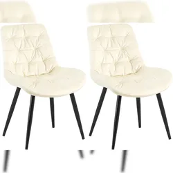 Décoshop26 - Zwei Esszimmerstühle in cremefarbenem Samt mit schwarzem Metallgestell: Komfort und zeitlose Eleganz 10_0007449