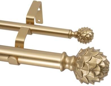 MERIVILLE 1-Inch Diameter Double Window Curtain Rod, Artichoke Finial