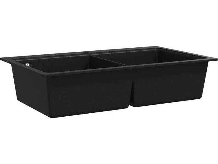 vidaXL Évier en granit double évier noir