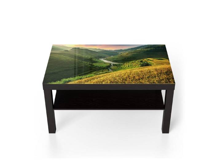 DEQORI Couchtisch 'Glänzende Terrassenfelder', Glas Beistelltisch Glastisch modern