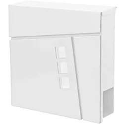 Mendler Briefkasten HWC-B29, Wandbriefkasten Postkasten Zeitungsfach, pulverbeschichtet ~ weiß