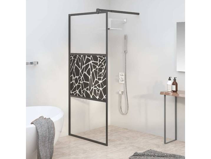 vidaXL Paroi de douche pour douche à l'italienne 90x195 cm ESG design pierre noir