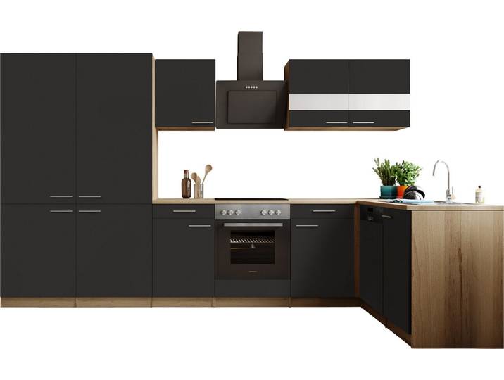 RESPEKTA Winkelküche Merle, Winkelküche Merle, Breite 340 cm, Soft Close, French-Door-Design