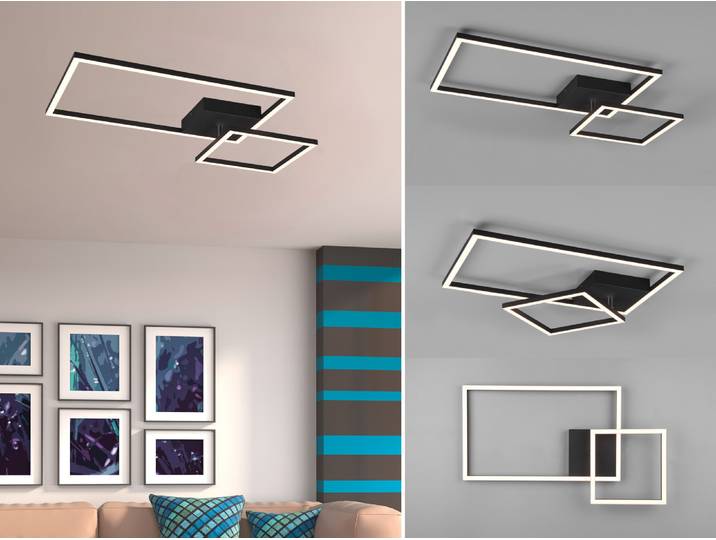 Reality Leuchten LED Deckenleuchte Padella R62642432,Metall Schwarz matt, inkl.