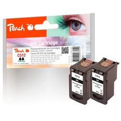 Peach Doppelpack Druckköpfe schwarz kompatibel zu Canon PG-512BK*2, 2969B001