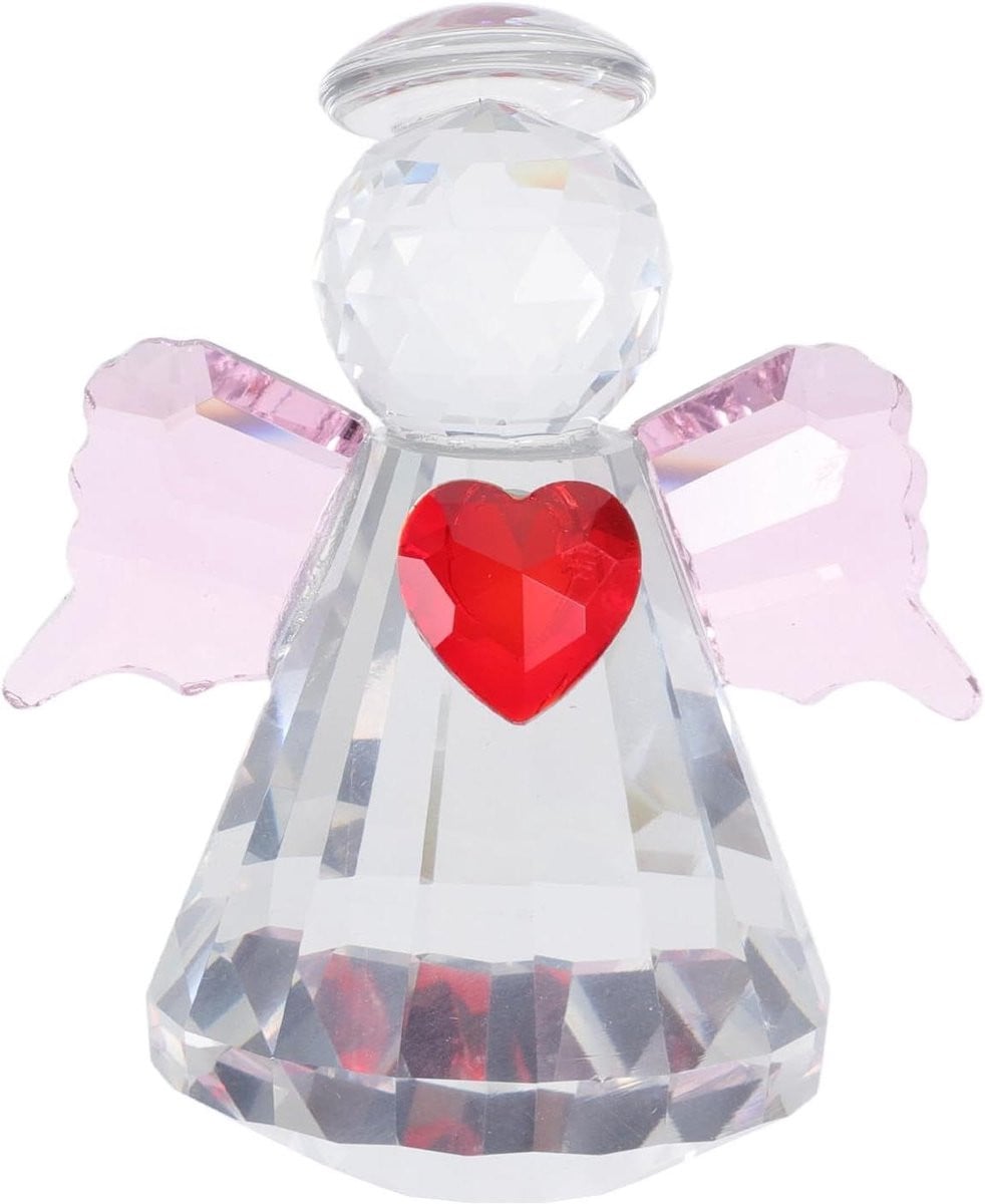 Kristallen Engel Beeldje - Beschermengel Ornament - Roze - 6,5 cm