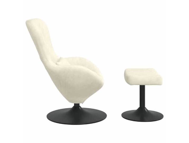 Maison Soldes Chaise œuf Chaise de Détente (1 PLACE) - avec Pouf Crème 63x73x90cm Velours - L63xP73xH90cm Moderne259820