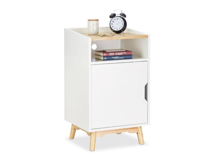 Relaxdays Table de nuit avec porte blanche