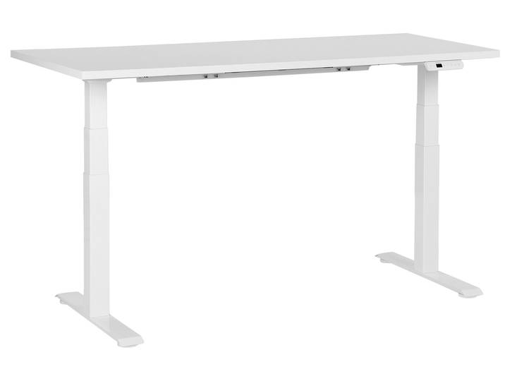 BELIANI Schreibtisch Weiß Melamin 160x72cm Elektrisch Höhenverstellbar Rechteckig mit USB Metallgestell Flexibel Modern Büro Steh-Sitz-Tisch Stehtisch