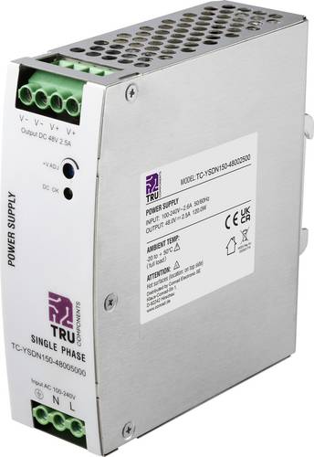 TRU COMPONENTS TC-13807988 Hutschienen-Netzteil (DIN-Rail) 48 V/DC 2.5A 120W Anzahl Ausgänge:1 x Inhalt 1St.