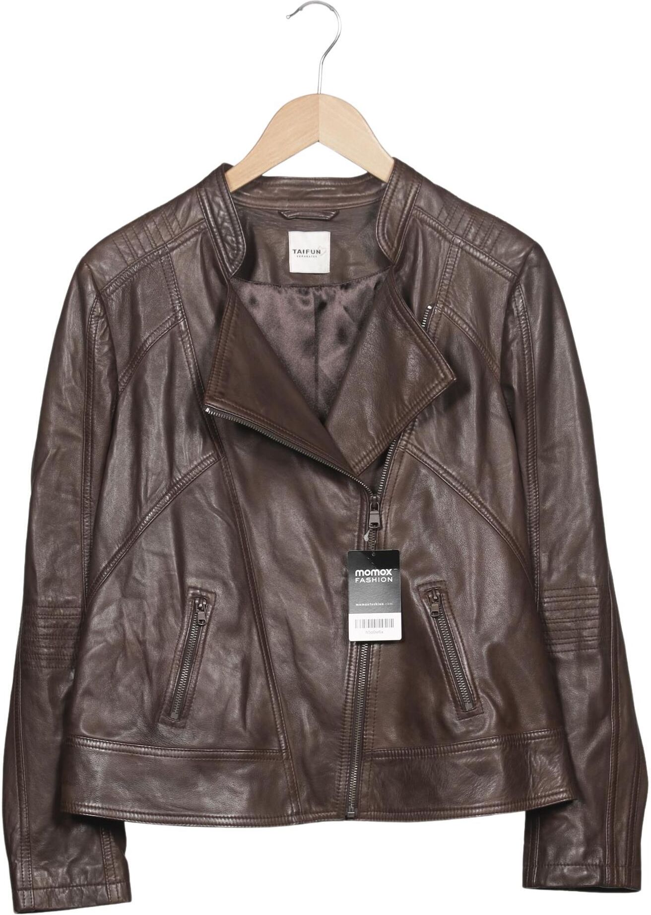 Taifun Damen Jacke, Braun, Gr. EU 42, Leder / Synthetik - Second Hand