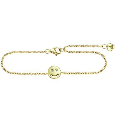 Armband CAÏ "925/- Sterling Silber vergoldet Zirkonia Smile", gold (gelb), Armbänder, Damen, 16+3cm, Silber 925 (Sterlingsilber), glänzend, Armband