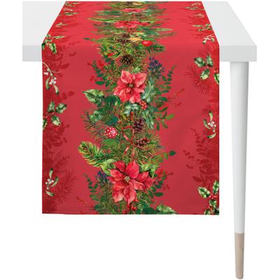 Tischläufer APELT "3607 Winterwelt, Weihnachtsdeko, Weihnachten", rot (rot, grün, bunt), B:46cm L:140cm, Baumwolle, Tischdecken, Digitaldruck