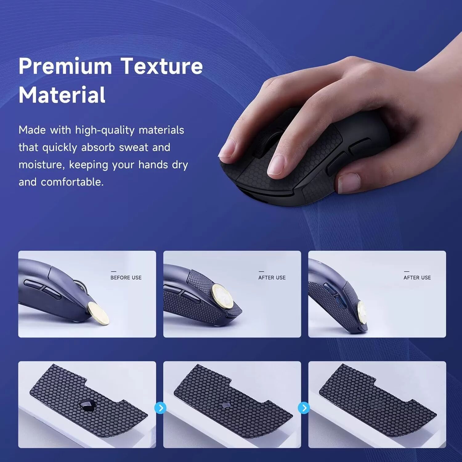 INF Autocollants de Souris à Adhérence Améliorée pour Logitech MX Vertical Or