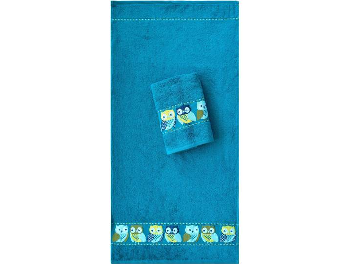 Handtücher DYCKHOFF Eulen , blau (petrol), B:50cm L:100cm, Walkfrottee, Obermaterial: 100% Baumwolle, Handtücher, Handtücher, mit süssen Eulen