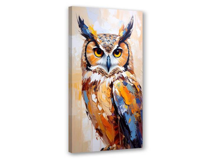 Feeby Leinwandbild Eule Vogel Natur Malerei Imitation 60x120cm, Beige, Tiere, Rechteckig, 60x120 cm, Bilder & Rahmen, Bilder, Leinwandbilder