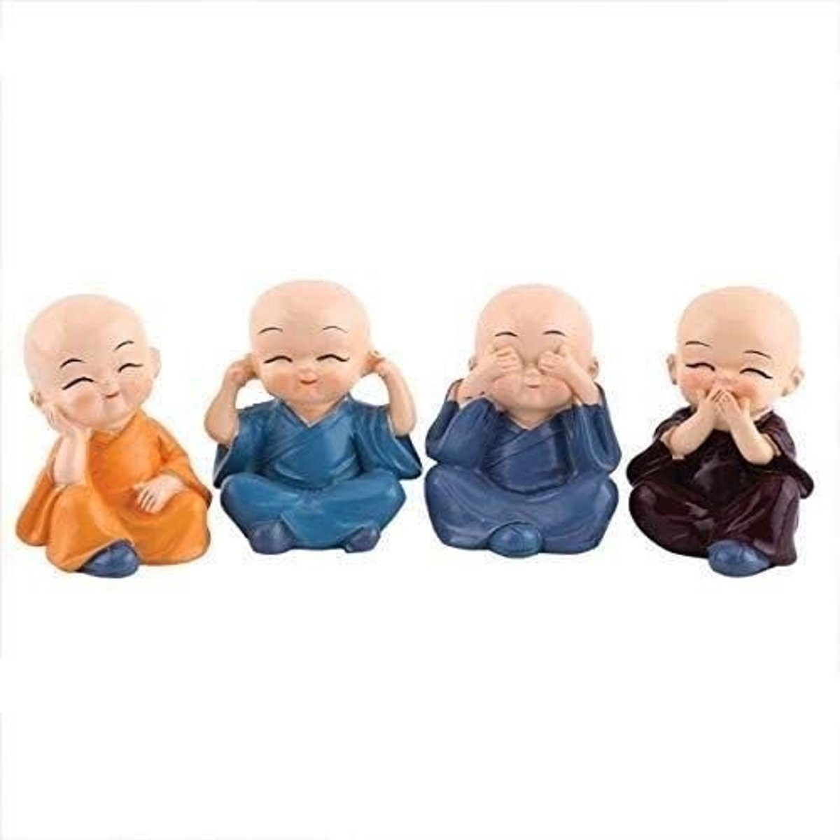 Set van 4 Feng Shui Monnik Beelden voor Auto Decoratie