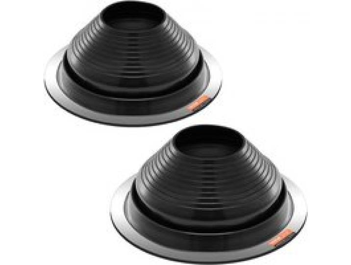 VEVOR Solin de Toit pour Tuyaux 150-280 mm Étanchéité Toiture Flexible EDPM, Lot de 2, Base Ronde en Métal, Haute Température -55℃-100℃, pour Cheminée, Poêle à Bois, Tuyaux d'Aération Extérieur, Noir