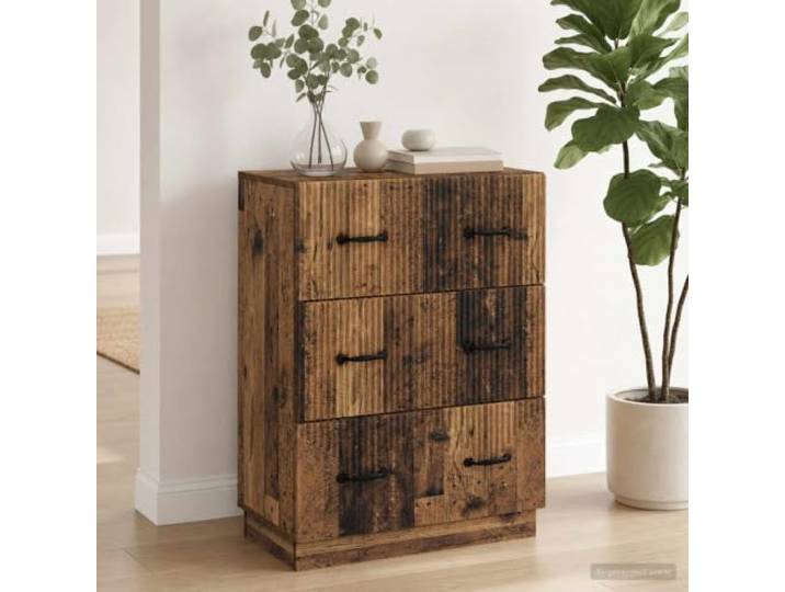 HPUYRFG Schubladenschrank Altholz 66 x 34,5 x 87 cm Holzwerkstoff mit Türen Verstellbare Regale, abschließbare Türen, pflegeleichte Oberfläche, modernes Design, vielseitig einsetzbar
