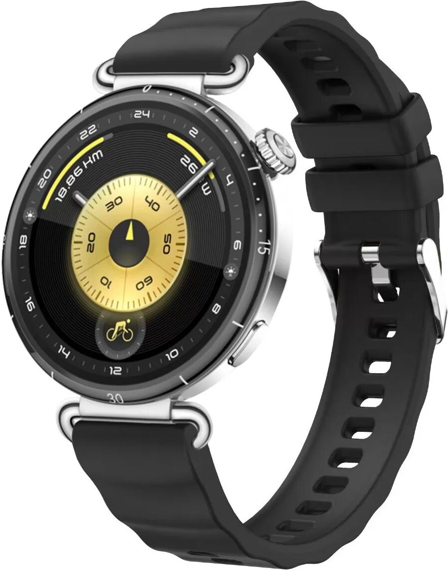 INF Wellenförmiges Silikonarmband kompatibel mit Huawei Watch GT6 — 18mm hautfreundlich, Pin-Schließe (22.5cm x 1.8cm) Schwarz