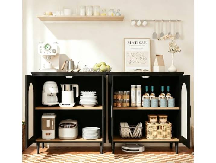 Acekool Sideboard Mit 2 Türen, MDF Schrank Für Wohnzimmer, Küche, Stabiler Aufbewahrungsschrank