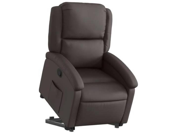 KTHLBRH Lehnstuhl mit Rückenlehne aus echtem Leder, Dunkelbraun Elektromotor, Metallrahmen, Seitentasche, Maße 71x86,5x99,5 cm