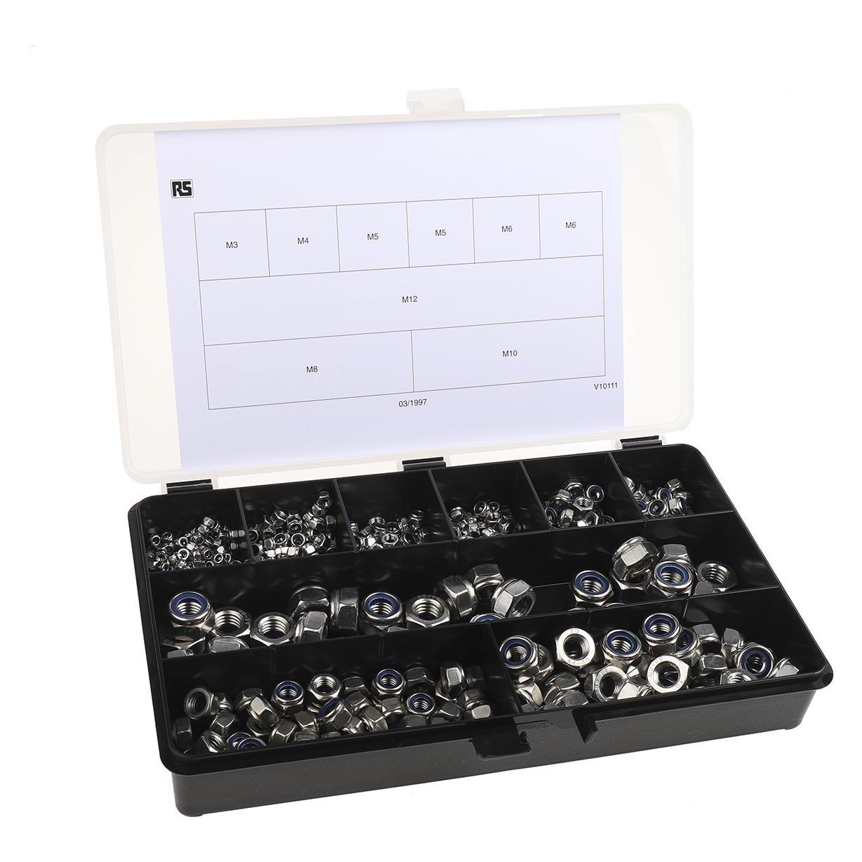 RS PRO Muttern Sortiment A4 M3 - M12 (M10, M12, M3, M4, M5, M6, M8) (2009807)
