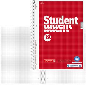 Brunnen Collegeblock Student 106783801, A4, Innen- und Außenrand, 70 g/m², Recycling, kariert
