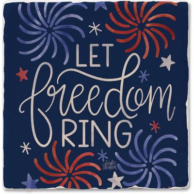 Thirstystone Freedom Ring Patriotic Themed 4 Pack Tumbled Tile Coaster Manufactured in The USA
