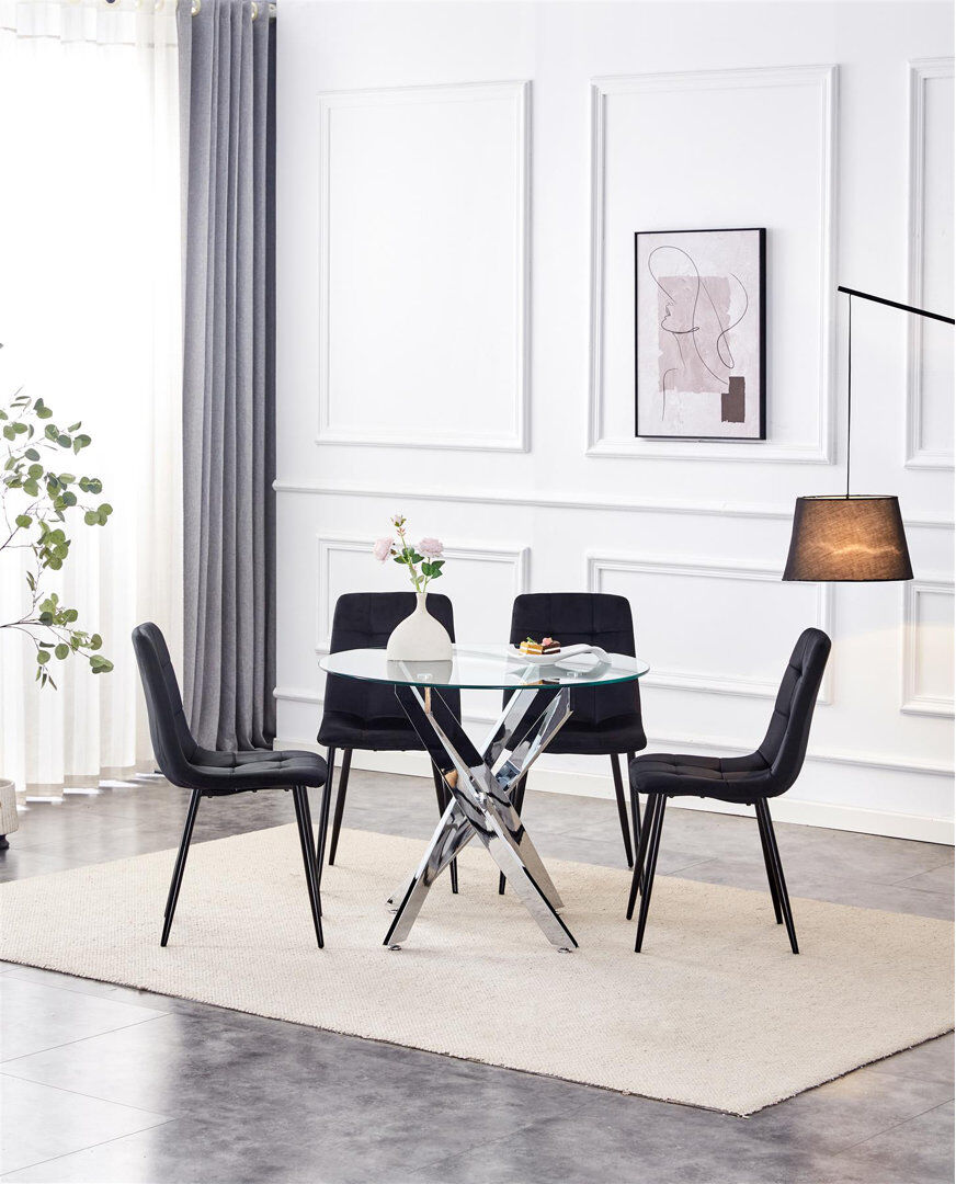Fairmont Park Aggappora 4 -Person Glass Dining Set Black 4