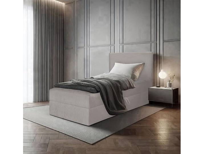 EURO-MOEBEL Bett Einzelbett Boxspringbett TOP POSO MINI mit Bonell-Matratze und Topper T25 + Bettkasten, Matratze H3 (Beige - Poso 105, 100x200)