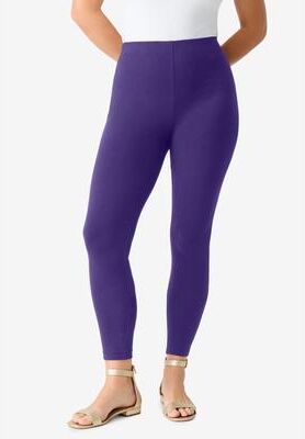 Plus Size Women's Plus Size Essential Stretch Ankle Length Pull-On Legging by Roaman's in Midnight Violet (Size 6X) Activewear Workout Yoga Pants