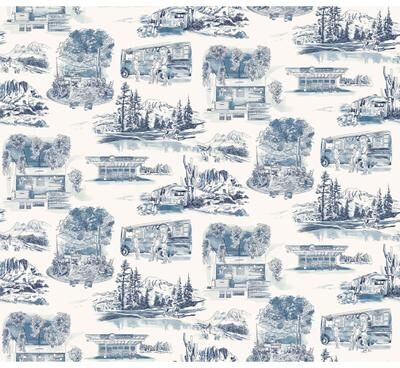 York Wallcoverings Modern Vista Toile Navy Wallpaper