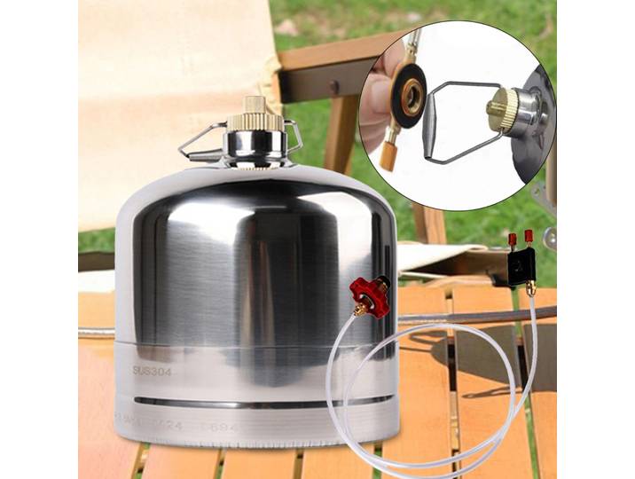 Bouteille de Gaz Gonflable à Intervalles AfricGas en Acier Inoxydable, Brûleur de Carburant, Bidon pour Ustensiles de Cuisine, Cuisinière à Gaz d'Extérieur