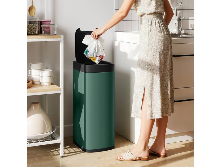 HOMCOM Poubelle 50L Cuisine Sans Contact Capteur Résistante