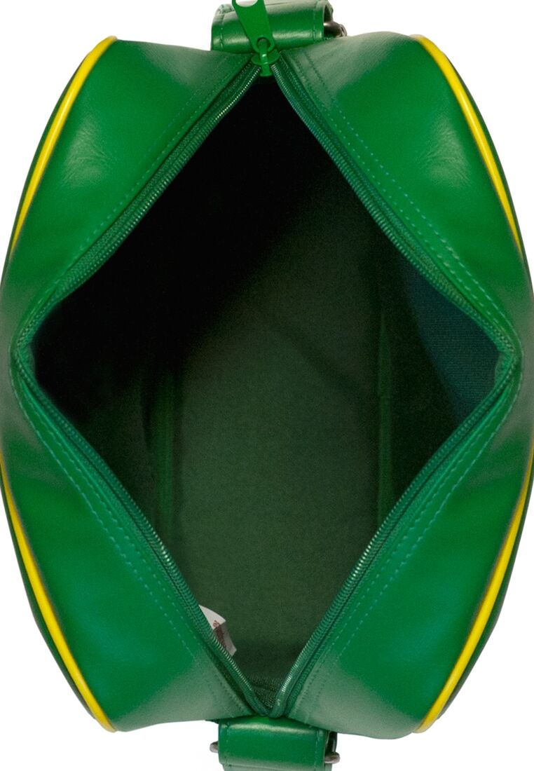 Schultertasche LOGOSHIRT "Air Zaire Airways", Damen, Gr. B/H/T: 10,5cm x 32,5cm x 25,5cm, grün, Lederimitat, bedruckt, mehrfarbig, Taschen Schultertasche, mit Air Zaire Airways-Logodruck