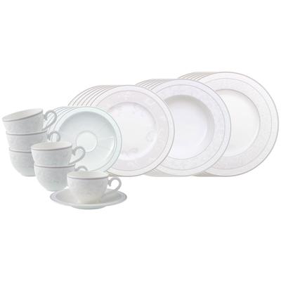 Geschirr-Set VILLEROY & BOCH "Kombiservice Gray Pearl 30er Set weiß", weiß, 30, Porzellan, Geschirr-Sets, Geschirr-Set, Spülmaschinengeeignet, Mikrowellengeeignet