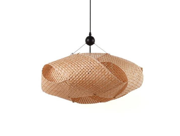 Plafonnier en osier style bohème, E27, noir Ø61 cm