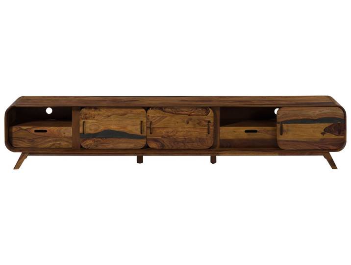TV-Board Sheesham 260x40x48 dunkelbraun lackiert MAILAND #228