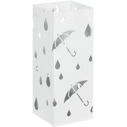 REGENSCHIRMSTÄNDER Schirmständer mit 4 Haken, Wasserauffangschale Stahl Weiß