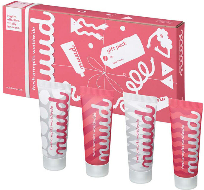 Nuud Natural Deodorant Fragrance Free Gift Pack 4 x 20ml (Worth £50!)